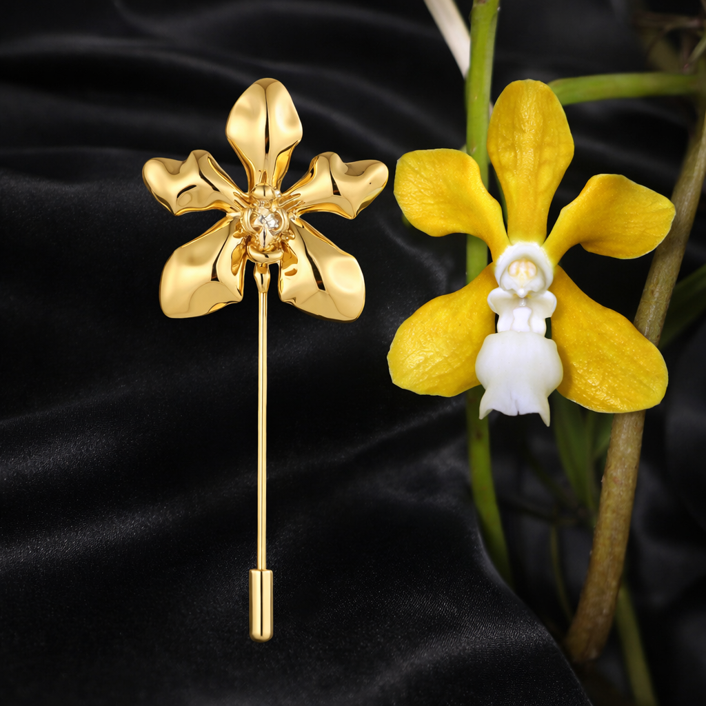 Vanda Limbata Flava Lapel Pin Secondary image