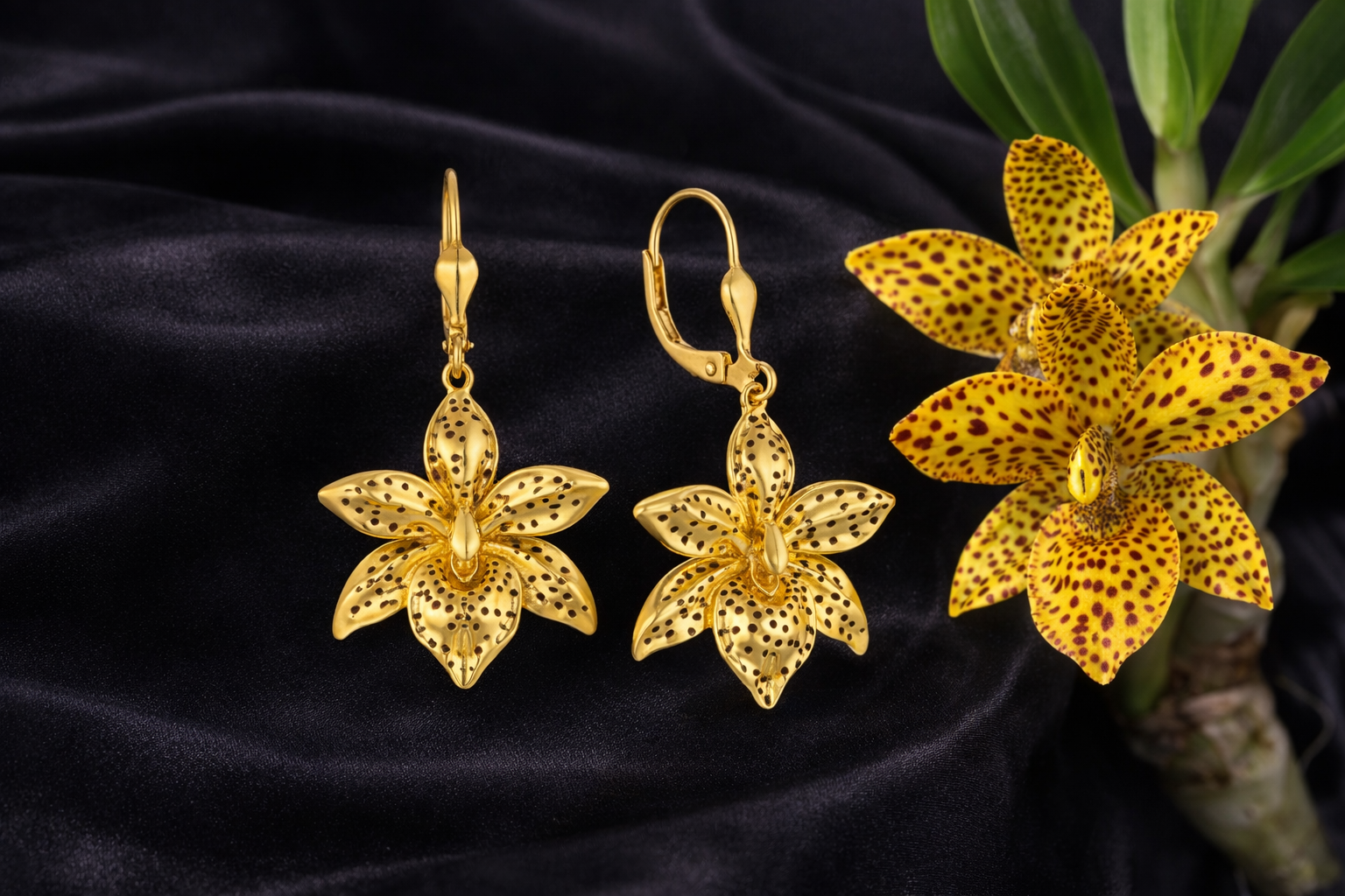Cycnodes Leopard’s Gold Earrings (Gold Vermeil) Secondary image