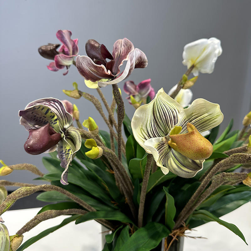 Artificial Real Touch Paphiopedilum Orchid Stem Main image