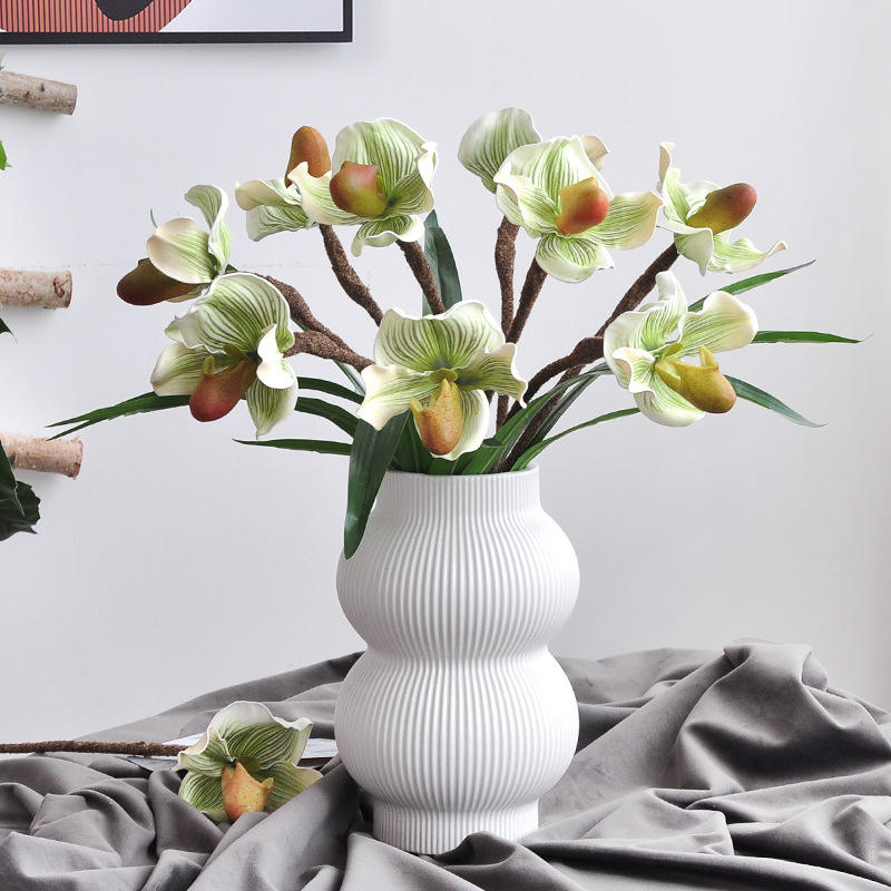 Artificial Real Touch Paphiopedilum Orchid Stem Secondary image