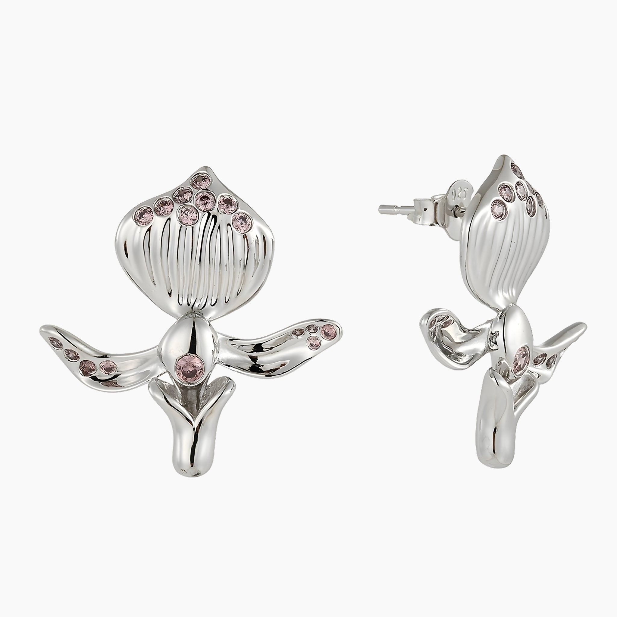 Paphiopedilum Barbatum Stud Earrings (Sterling Silver) Main image