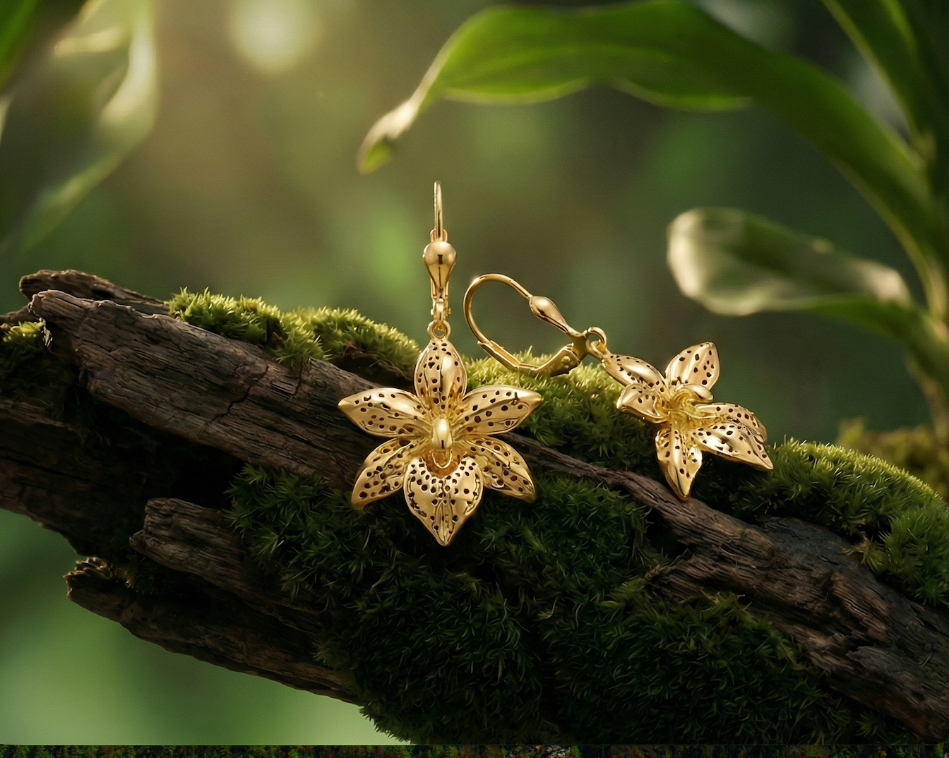 Cycnodes Leopard’s Gold Earrings (Gold Vermeil) Secondary image